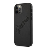 Guess iPhone 12/iPhone 12 Pro Deksel Saffiano Vintage Script Svart