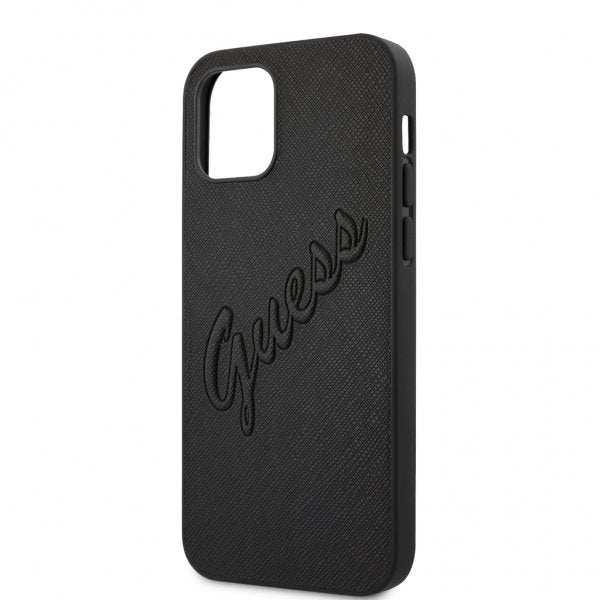 Guess iPhone 12/iPhone 12 Pro Deksel Saffiano Vintage Script Svart