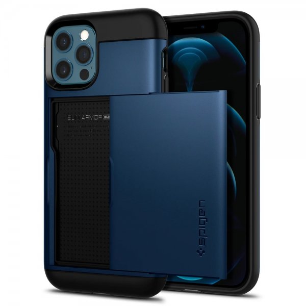 Spigen iPhone 12/iPhone 12 Pro Deksel Slim Armor CS Navy Blue