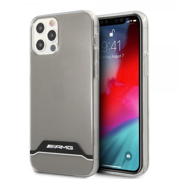 AMG iPhone 12/iPhone 12 Pro Deksel Stripes Horizontal Transparent Svart