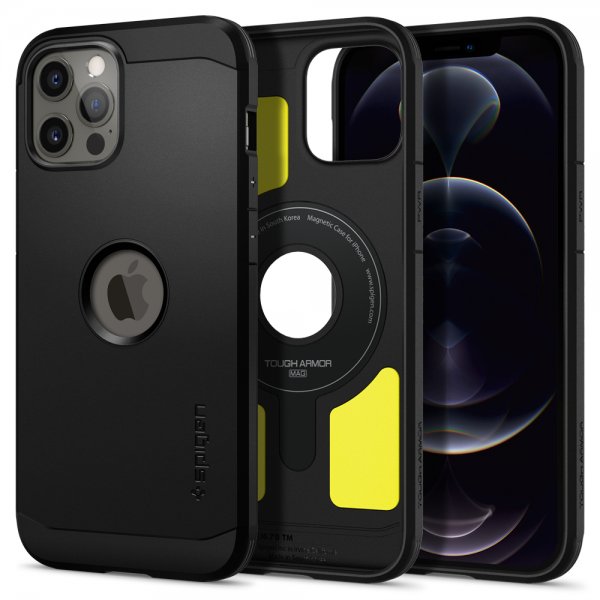 Spigen iPhone 12/iPhone 12 Pro Deksel Tough Armor Mag Svart