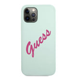 Guess iPhone 12/iPhone 12 Pro Deksel Vintage Silicone Script Blå