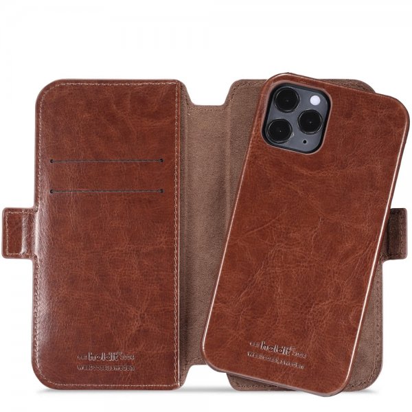 holdit iPhone 12/iPhone 12 Pro Etui Berlin Löstagbart Deksel Mörkbrun