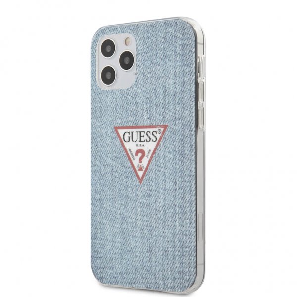 Guess iPhone 12/iPhone 12 Pro Deksel Denim Triangle Ljusblå