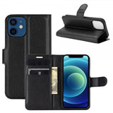 iPhone 12 Mini Etui Litchi Svart