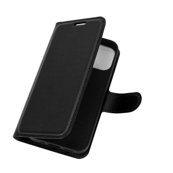 iPhone 12 Mini Etui Litchi Svart