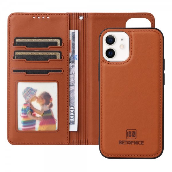 Betopnice iPhone 12 Mini Etui Avtagbart Deksel 005 Brun