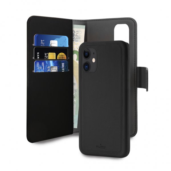Puro iPhone 12 Mini Etui Wallet Detachable 2 in 2 Svart