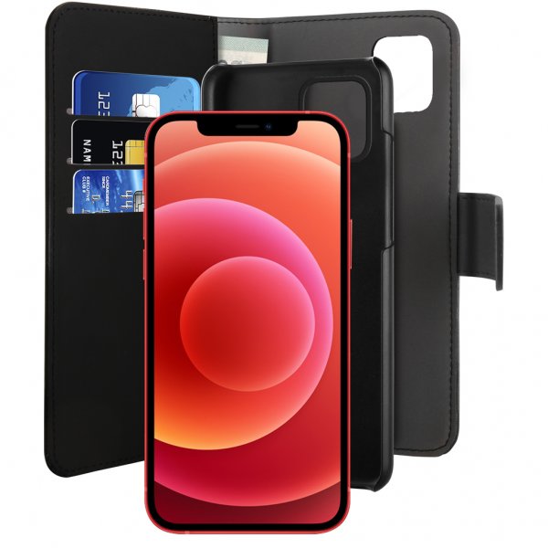 Puro iPhone 12 Mini Etui Wallet Detachable 2 in 2 Svart