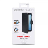 Celly iPhone 12 Mini Etui Wally Wallet Case Svart