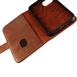Rvelon iPhone 12 Mini Etui Ekte Skinn Brun