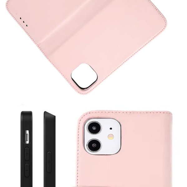 Rvelon iPhone 12 Mini Etui Ekte Skinn Rosa