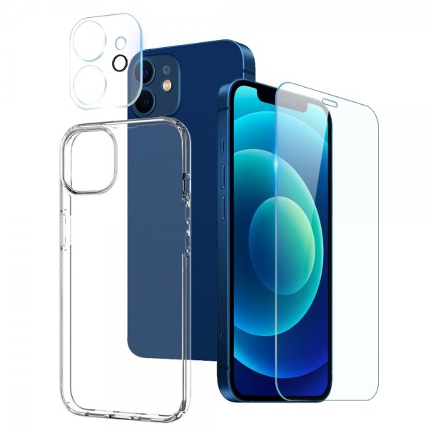 Northjo iPhone 12 Mini Deksel med Skjermbeskytter og Kamerabeskytter 3-i-1