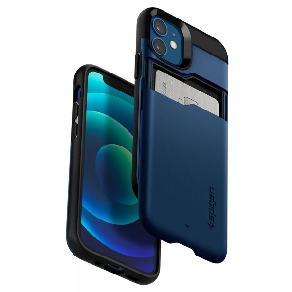 Spigen iPhone 12 Mini Deksel Slim Armor CS Navy Blue