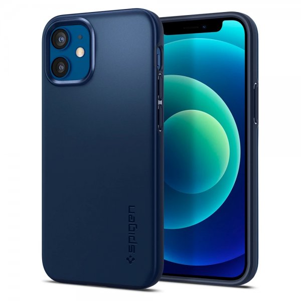 Spigen iPhone 12 Mini Deksel Thin Fit Navy Blue