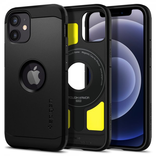 Spigen iPhone 12 Mini Deksel Tough Armor Mag Svart