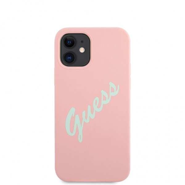 Guess iPhone 12 Mini Deksel Vintage Silicone Rosa