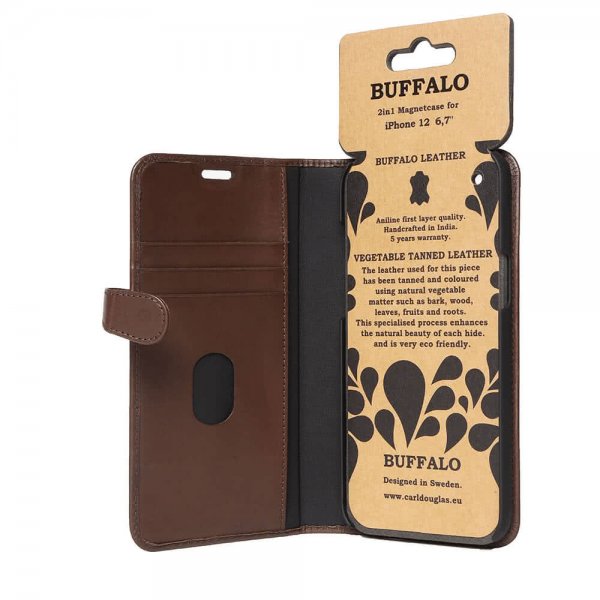 Buffalo iPhone 12 Pro Max Etui Buffalo Löstagbart Deksel Brun