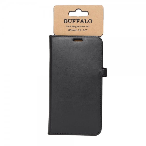 Buffalo iPhone 12 Pro Max Etui Buffalo Löstagbart Deksel Svart