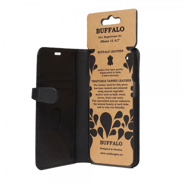 Buffalo iPhone 12 Pro Max Etui Buffalo Löstagbart Deksel Svart