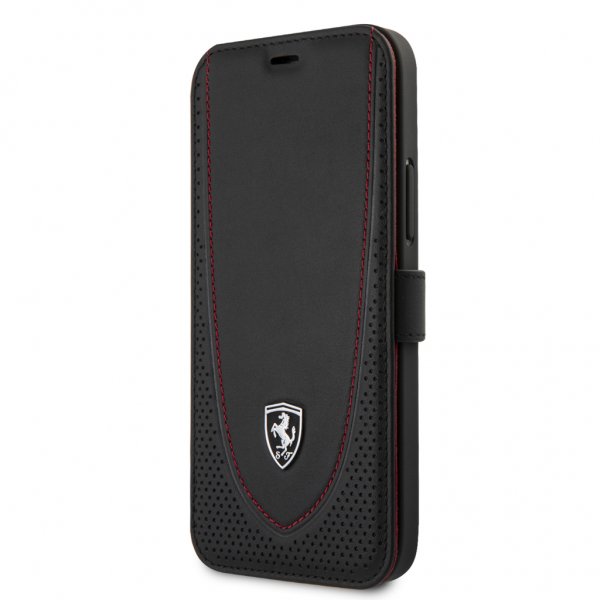 Ferrari iPhone 12 Pro Max Etui Logo Perforert Svart