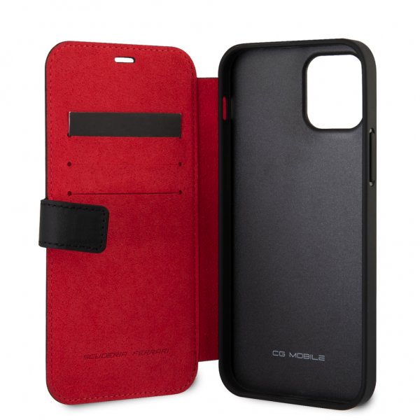 Ferrari iPhone 12 Pro Max Etui Logo Perforert Svart