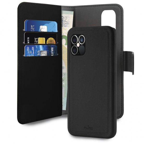 Puro iPhone 12 Pro Max Etui Wallet Detachable 2 in 2 Svart