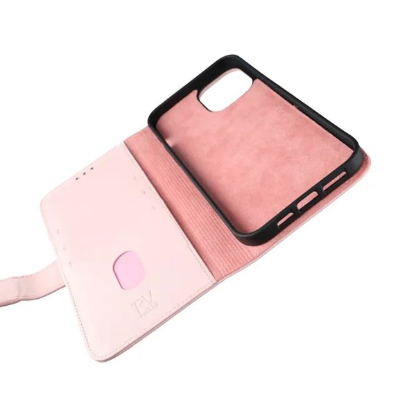 Rvelon iPhone 12 Pro Max Etui Ekte Skinn Rosa