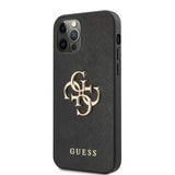 Guess iPhone 12 Pro Max Deksel 4G Logo Saffiano Svart