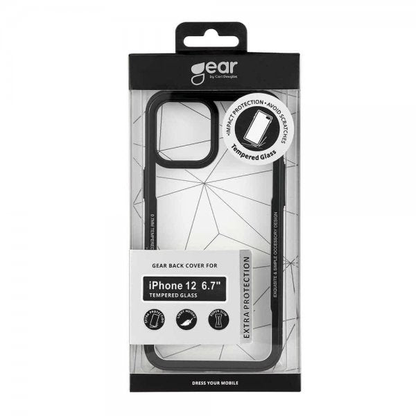 Gear iPhone 12 Pro Max Deksel Herdet Glass Svart