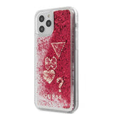 Guess iPhone 12 Pro Max Deksel Liquid Glitter Charms Raspberry