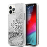 Guess iPhone 12 Pro Max Deksel Liquid Glitter Sølv Klar