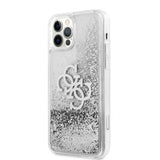 Guess iPhone 12 Pro Max Deksel Liquid Glitter Sølv Klar