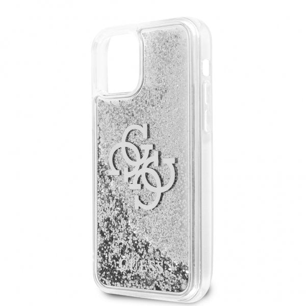 Guess iPhone 12 Pro Max Deksel Liquid Glitter Sølv Klar