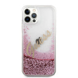 Guess iPhone 12 Pro Max Deksel Liquid Glitter Vintage Rosa