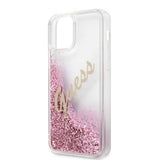 Guess iPhone 12 Pro Max Deksel Liquid Glitter Vintage Rosa