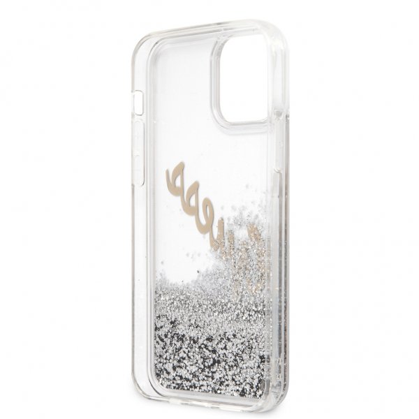 Guess iPhone 12 Pro Max Deksel Liquid Glitter Vintage Sølv