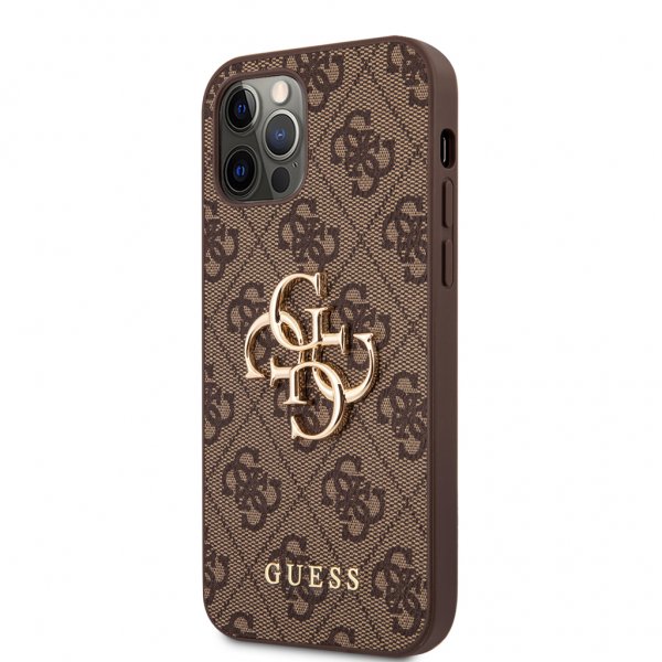 Guess iPhone 12 Pro Max Deksel Metal Logo Brun