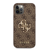 Guess iPhone 12 Pro Max Deksel Metal Logo Brun