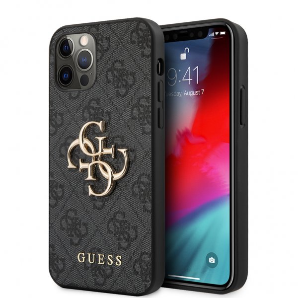 Guess iPhone 12 Pro Max Deksel Metal Logo Grå