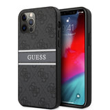 Guess iPhone 12 Pro Max Deksel Printed Stripe Grå
