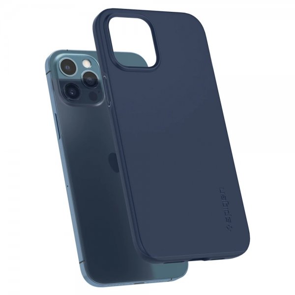 Spigen iPhone 12 Pro Max Deksel Thin Fit Deep Blue