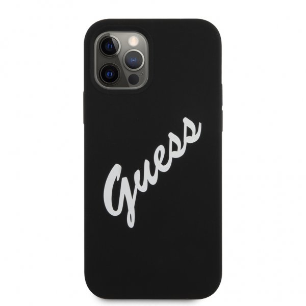 Guess iPhone 12 Pro Max Deksel Vintage Silicone Svart