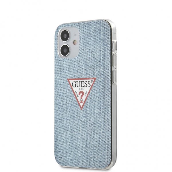 Guess iPhone 12 Mini Deksel Denim Triangle Ljusblå