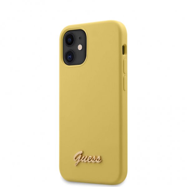 Guess iPhone 12 Mini Deksel Metal Logo Gul