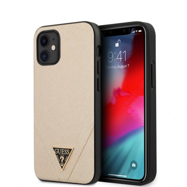 Guess iPhone 12 Mini Deksel Saffiano V Stitch Gull
