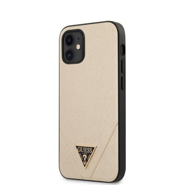 Guess iPhone 12 Mini Deksel Saffiano V Stitch Gull