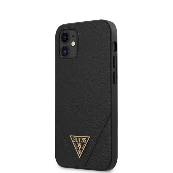 Guess iPhone 12 Mini Deksel Saffiano V Stitch Svart
