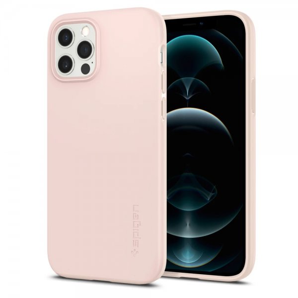 Spigen iPhone 12 Deksel Thin Fit Pink Sand
