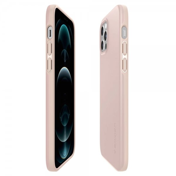 Spigen iPhone 12 Deksel Thin Fit Pink Sand